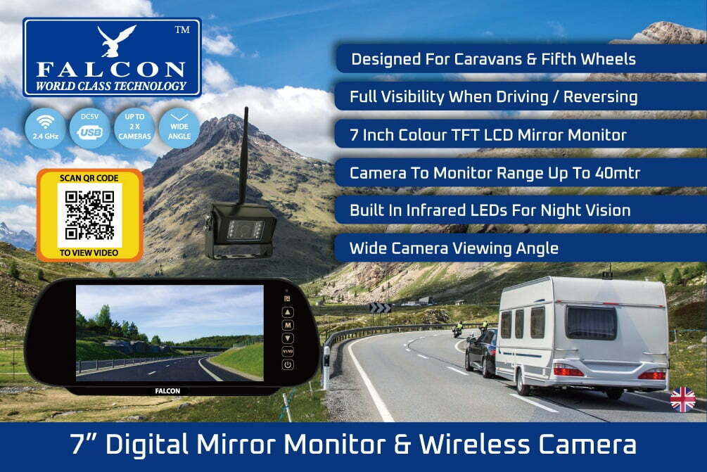 Falcon 7” Digital Mirror Monitor & Wireless Camera
