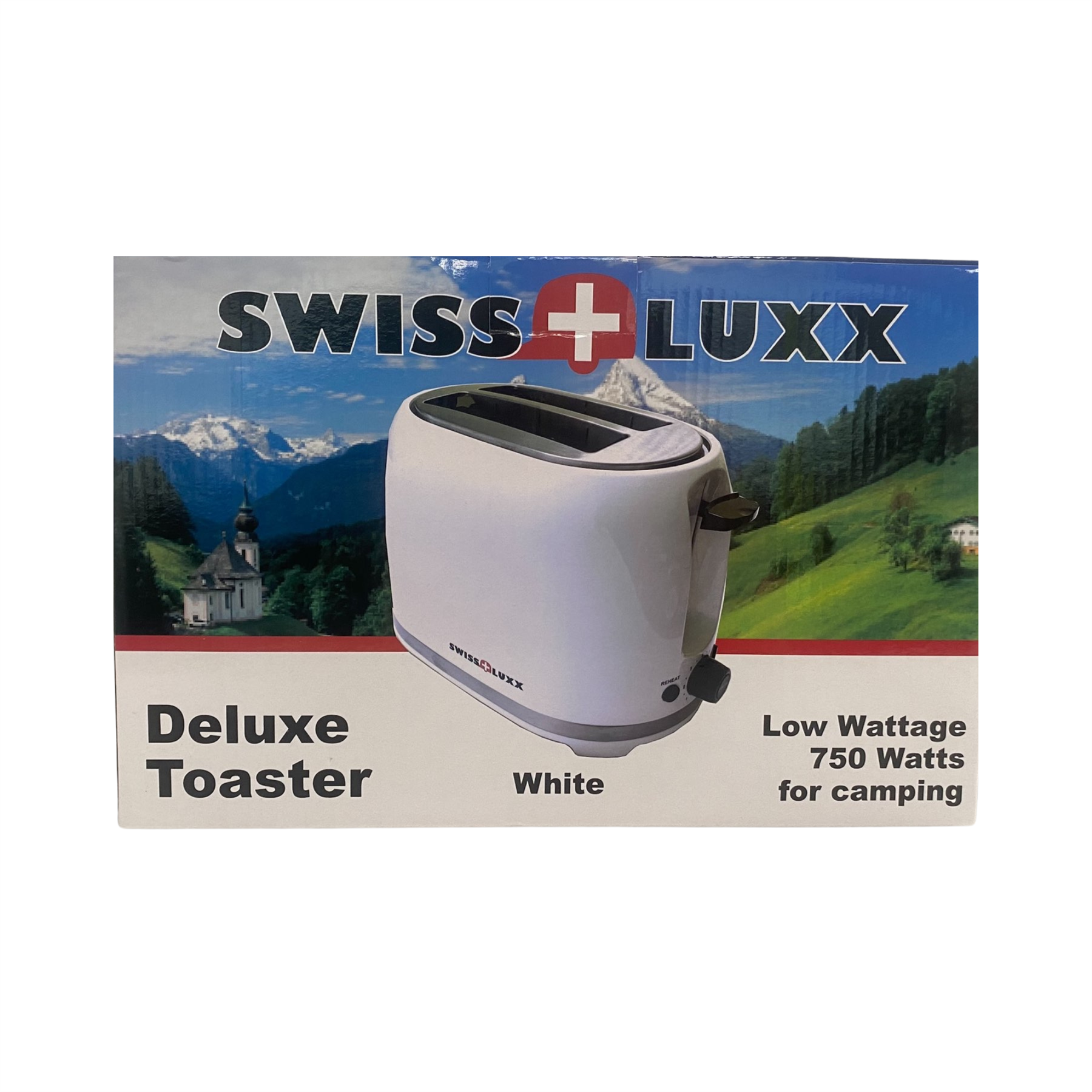 Swiss Luxx Low Wattage White Camping Toaster Grantham's Accessory Shop